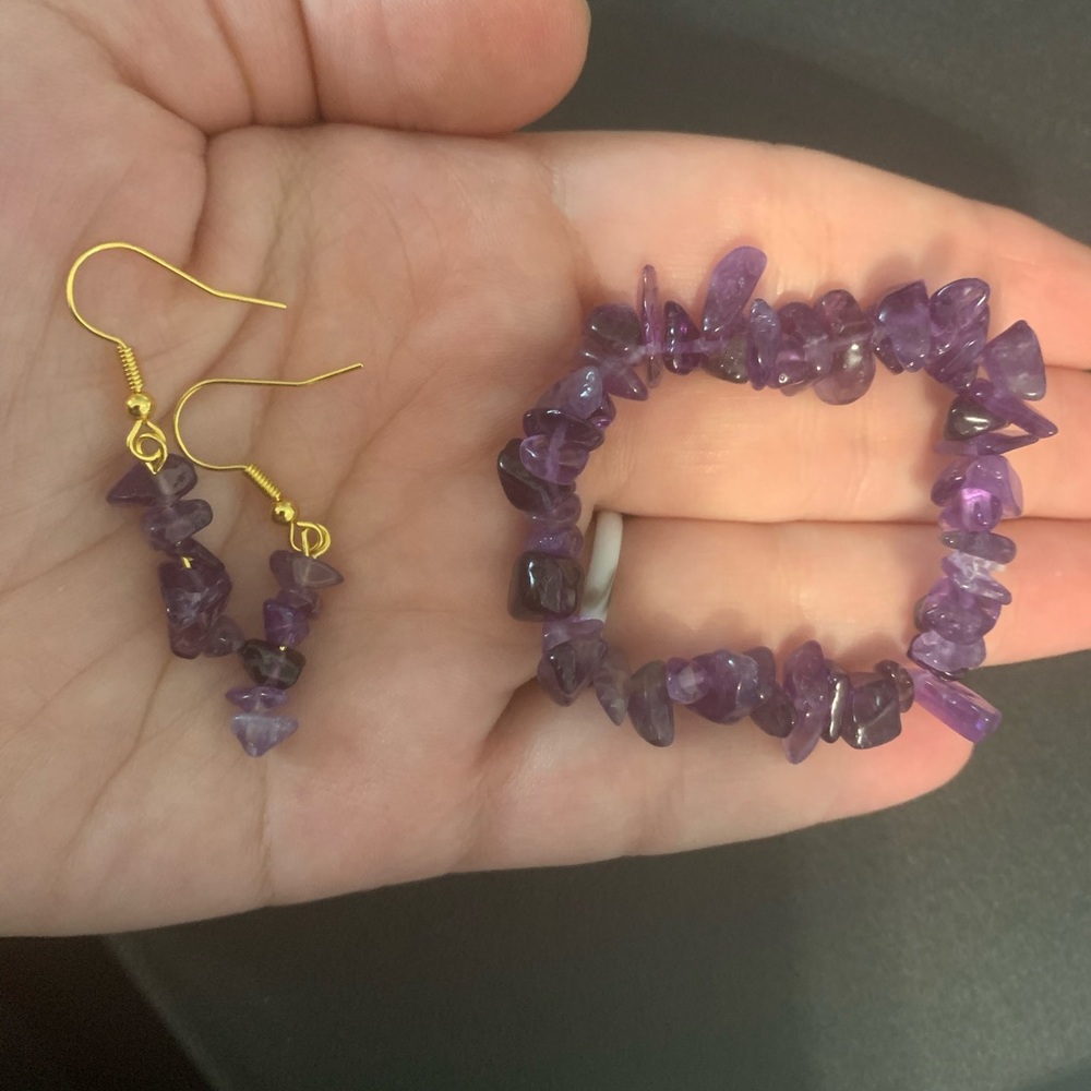 Amethyst bracelet and earring set ✨handmade✨